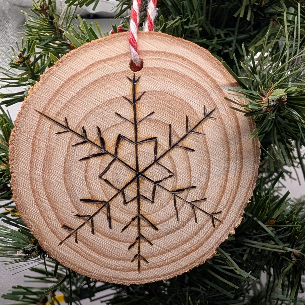 Hand Crafted Natural Wood Snowflake Ornament
